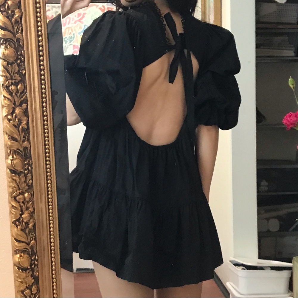 Reclaimed Vintage Backless Black Mini Dress